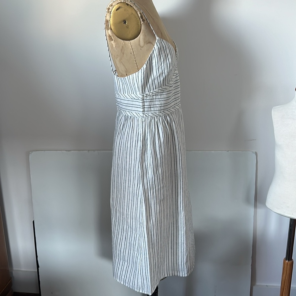 Theory Mini Malaena B 100% linen ticking stripe corset top dress w/ pockets 10 - Picture 9 of 12